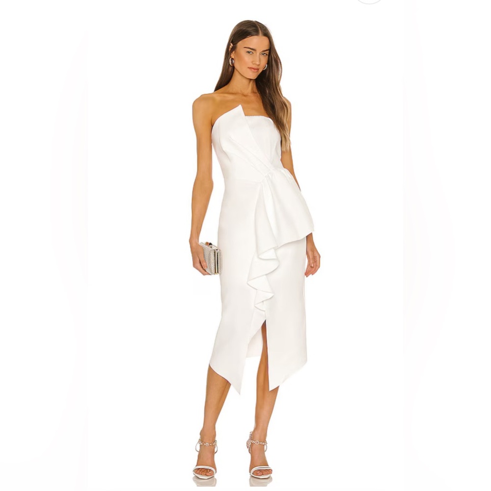 ELLIATT Reception Cascade Ruffle White Cocktail Dress